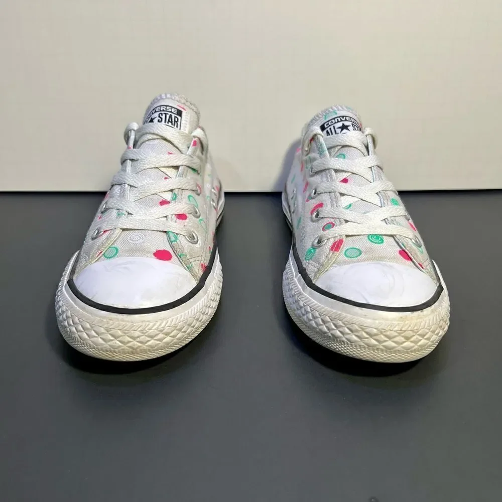 Little Girls CONVERSE All Star Ox Polka Dot Mouse Neo Gray Sneakers / Size 3